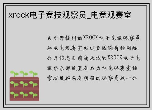xrock电子竞技观察员_电竞观赛室